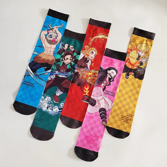 New Anime Demon Slayer Socks – Kamado Tanjirou, Nezuko & Zenitsu Kawaii Cartoon Accessories