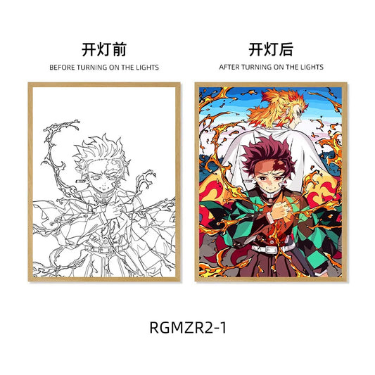 Anime Figure Light Painting Photo Frame – Demon Slayer Kimetsu No Yaiba Tanjirou LED Lamp