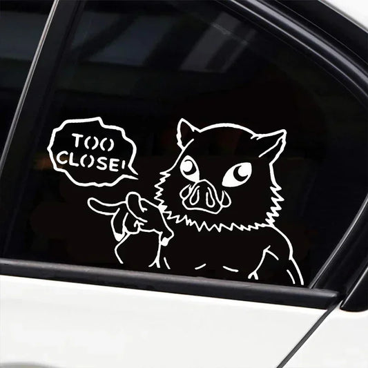 Too Close Warning Demon Slayer Anime Car Sticker – Vinyl Decal for Car, Motorcycle & More