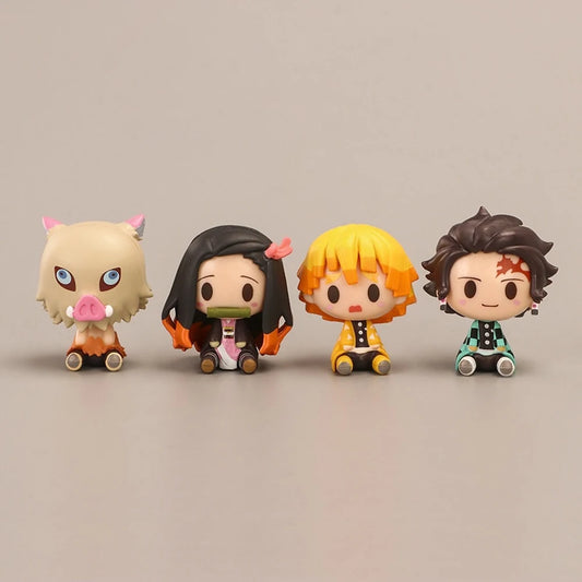 Demon Slayer Mini Figure Set – Nezuko, Tanjirou, Zenitsu & Inosuke (4PCS)