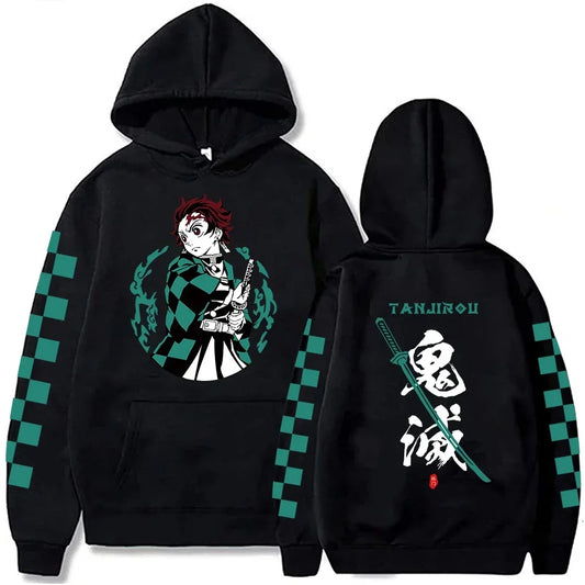 Harajuku Demon Slayer Plus Hoodie – Kamado Nezuko Graphic Print Women’s Long Sleeve Sweatshirt