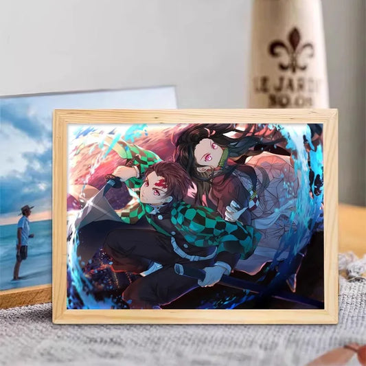 Anime Figure Light Painting Photo Frame – Demon Slayer Kimetsu No Yaiba Tanjirou LED Lamp