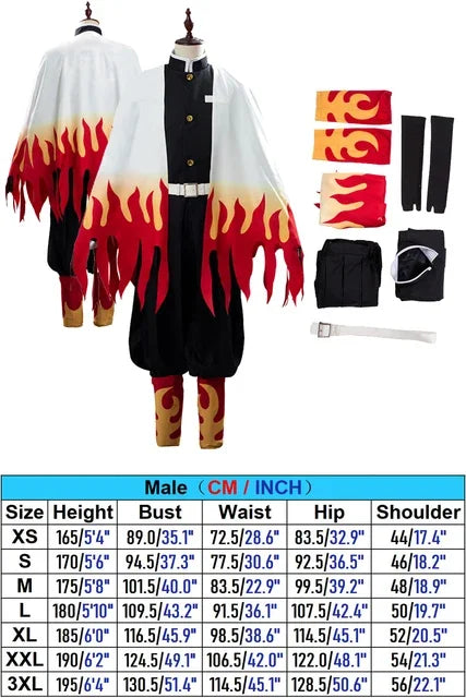 Rengoku Kyoujurou Fantasy Wigs Outfits – Anime Demon Slayer Cosplay Costume for Adults