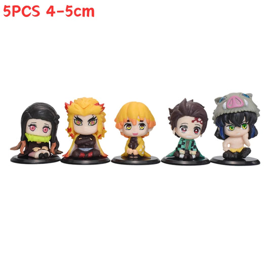 5Pcs/Set Demon Slayer Q Version Sitting Figure Toy – Anime Kimetsu no Yaiba Collectibles