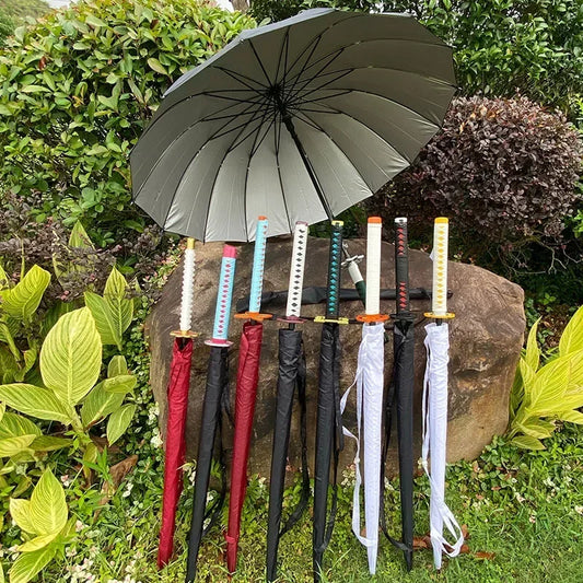 8-Bone Demon Slayer Katana Umbrella – Real-Size Tanjirou-Inspired Japanese Parasol
