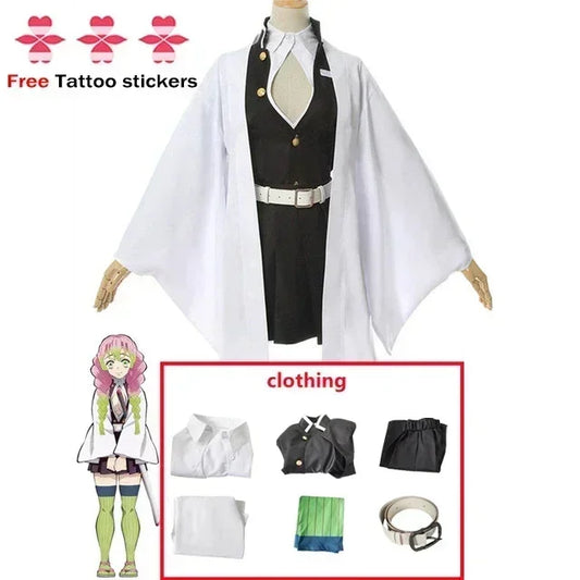 Anime Kanroji Mitsuri Cosplay Costume – Kimono Haori Dress & Wig for Adults and Children