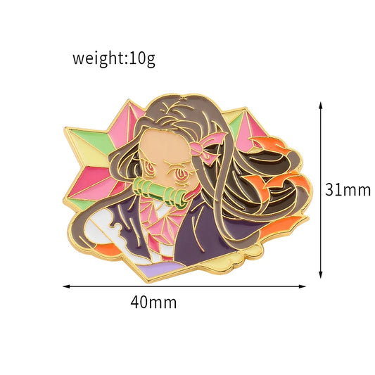 Anime Demon Slayer Brooch – Kamado Tanjirou & Kamado Nezuko Enamel Badge