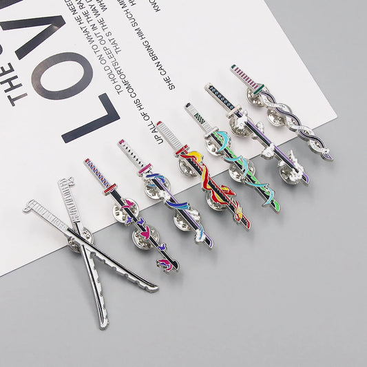 Anime Demon Slayer Enamel Pins Brooch – Kimetsu no Yaiba Sword & Weapon Badge