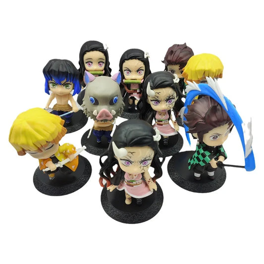 10pcs/Set Anime Demon Slayer Kamado Nezuko & Kamado Tanjirou Battle Version Action Figures – Collectible Models
