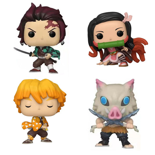 Cute Demon Slayer Vinyl Figures – Kamado Tanjirou, Hashibira Inosuke, Kamado Nezuko & Agatsuma Zenitsu