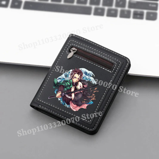 Japanese Anime Demon Slayer Kimetsu No Yaiba Men’s Wallet – Large Capacity Cartoon Folding Purse for Boys