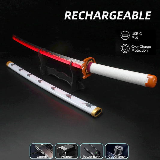 41″ LED Light-Up Demon Slayer Katana – Tanjiro Nichirin Sword with Holder & Belt