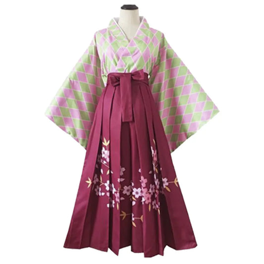 Kamado Tanjirou, Nezuko, Kochou Shinobu, Tomioka Giyuu, Kanroji Mitsuri & Tsuyuri Kanao Cosplay Costume Kimono Dress – Anime Suit