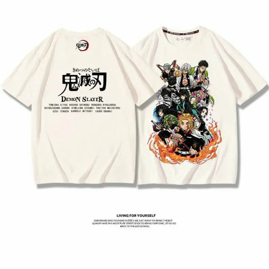 Demon Slayer Anime T-Shirt – Muichiro Tokito & Kochou Shinobu 100% Cotton Men’s Casual Streetwear