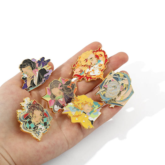 Anime Demon Slayer Brooch – Kamado Tanjirou & Kamado Nezuko Enamel Badge