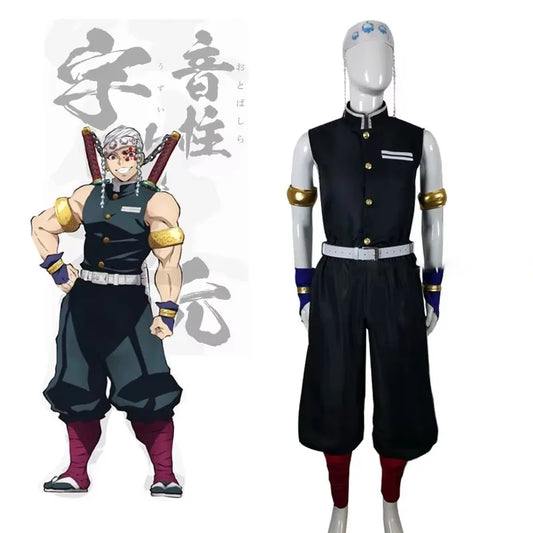 Demoon Slayeer Anime Cosplay Uzui Tengen Costume Wig Uniform – Demon Annihilation Blade Sound Pillar Halloween Outfit