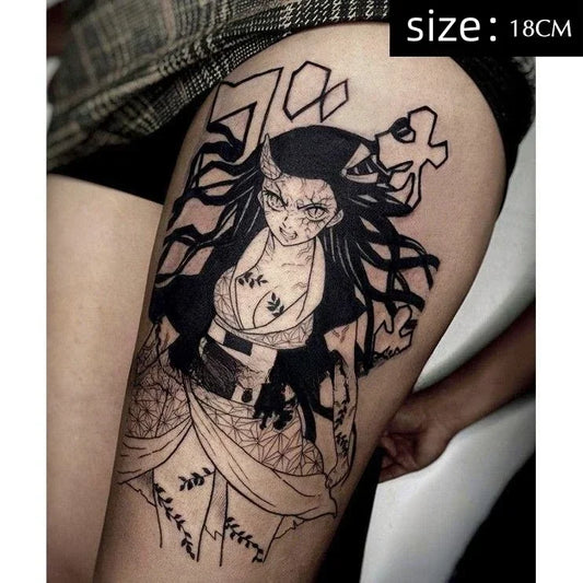 Anime Demon Slayer Nezuko Temporary Tattoos – Cute Cartoon Cosplay Body Art Stickers