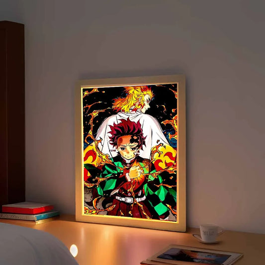 Anime Figure Light Painting Photo Frame – Demon Slayer Kimetsu No Yaiba LED Lamp