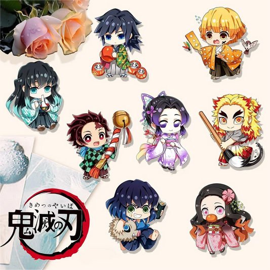 8 Pcs/Set Demon Slayer Cute Q-Version Brooches – Kochou Shinobu, Kamado Tanjirou & Agatsuma Zenitsu Anime Pins