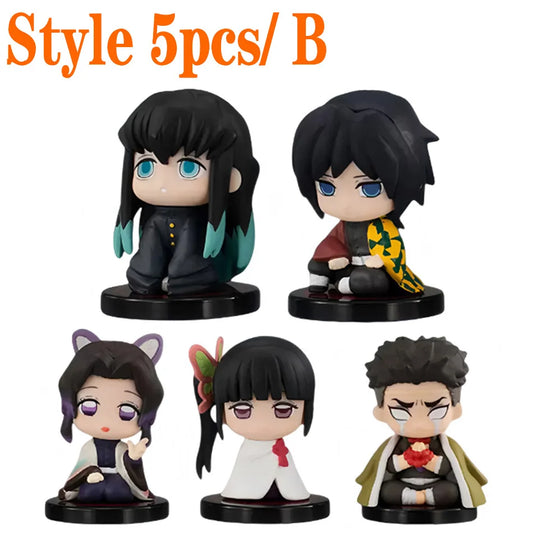 10pcs/Set Q Version Demon Slayer Sitting Ghost Dolls – Tanjiro, Nidouzi, Inosuke & Zenitsu Figures