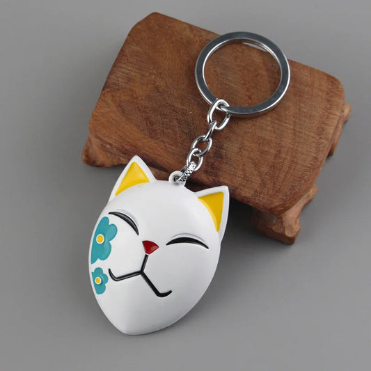 Anime Fox Mask Kimetsu Keychain – Tanjirou, Sabito & Makomo Floral Fox Mask Cosplay Keyring