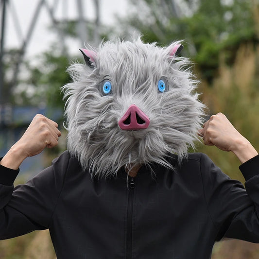 Hashibira Inosuke Cosplay Mask – Pig Headgear Latex Pig’s Head Mask