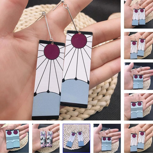 Demon Slayer Acrylic Earrings – Gothic Style Kamado Tanjiro Ear Dangles