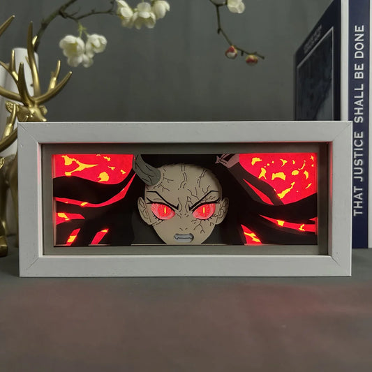Kimetsu No Yaiba Paper Cut Shadow Box – Anime Light Box for Home Decoration