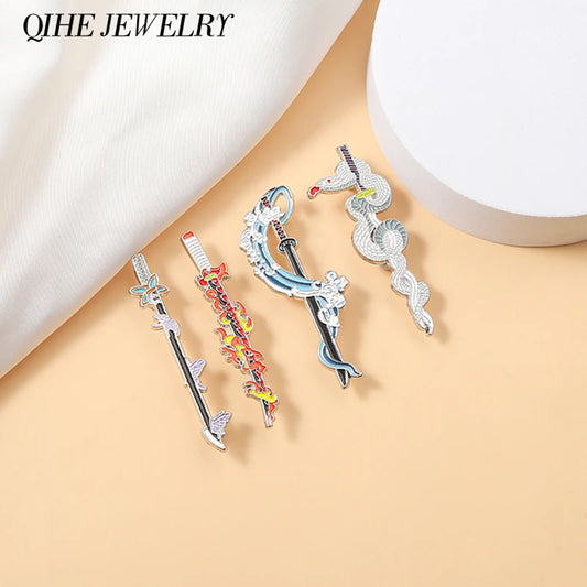 Demon Slayer Weapons Enamel Pins – Anime Japanese Sword Metal Brooches