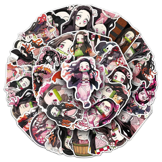 50Pcs Anime Kamado Nezuko Stickers – DIY Waterproof Decals for Scrapbooking & More