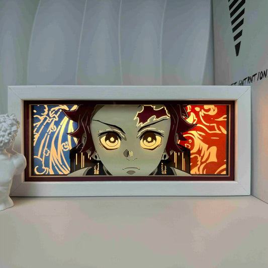 Anime Series Demon Slayer Paper-Cut Light – Colorful Atmosphere Light Box with Remote Control