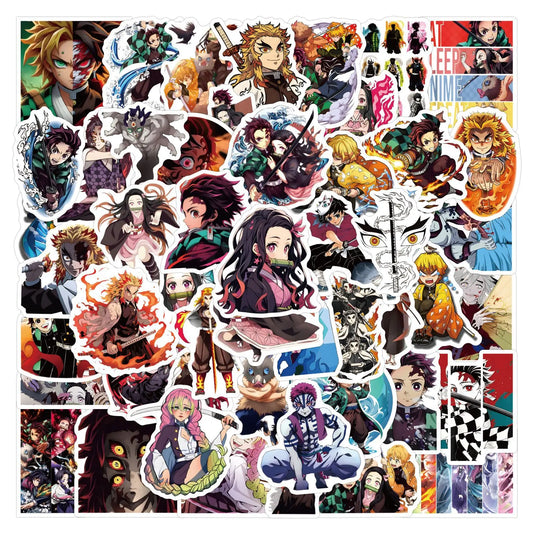 55Pcs Cartoon Demon Slayer Stickers – DIY Waterproof Decals for Scrapbooking & More