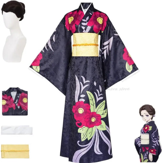 Anime Demon Slayer Tamayo Cosplay Costume – Kimono Haori & Wig Set for Men & Women