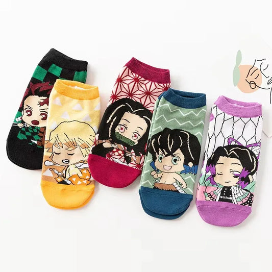 Demon Slayer Short Cotton Socks – Kamado Tanjirou & Nezuko Anime Cosplay Accessories