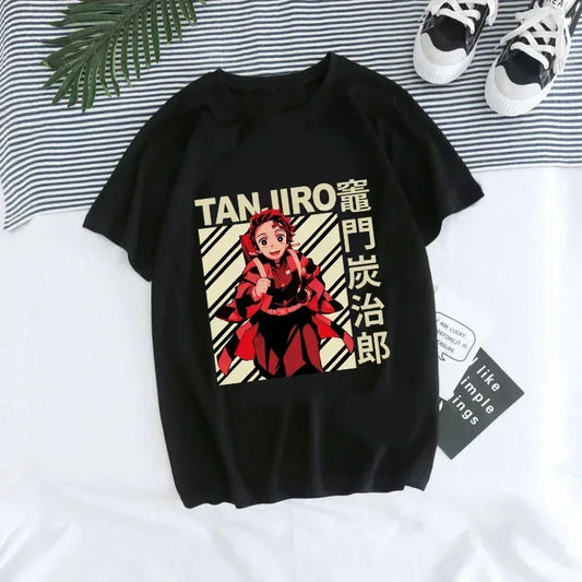 Japanese Anime Demon Slayer T-Shirt for Women – Nezuko & Tanjirou Kamado Y2K Graphic Top