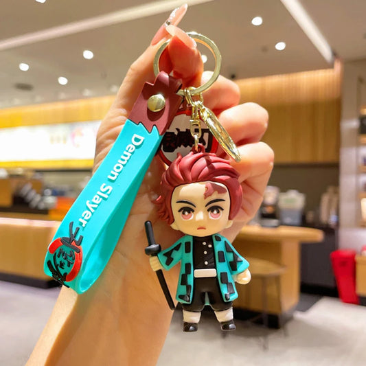 6PCS Demon Slayer Cartoon Doll PVC Car Keychain – Cute Anime Silicone Keyrings