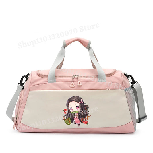 New Demon Slayer Kimetsu No Yaiba Travel Bag – Large Capacity Cartoon Anime Luggage for Men & Women
