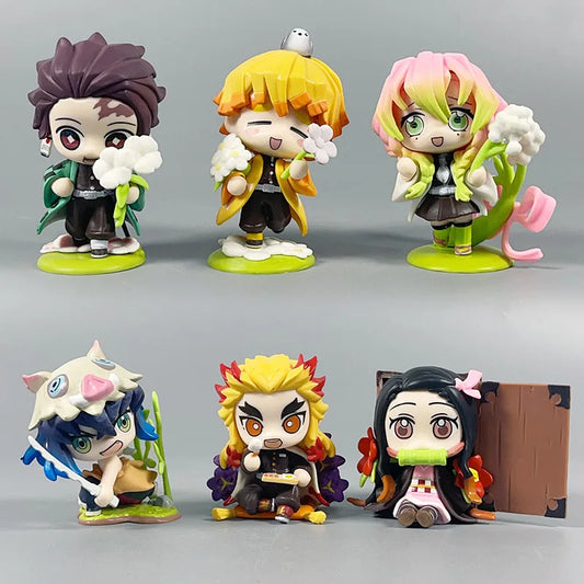 9cm Demon Slayer Model Figures – Tanjiro, Nezuko, Zenitsu, Kyojuro & Kanroji