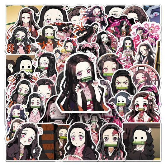 50Pcs Anime Kamado Nezuko Stickers – DIY Waterproof Decals for Scrapbooking & More