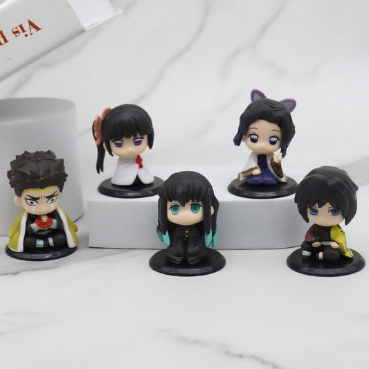 Demon Slayer Q Version Sitting Figures – Tanjiro, Nidouzi, Inosuke & Zenitsu PVC Dolls