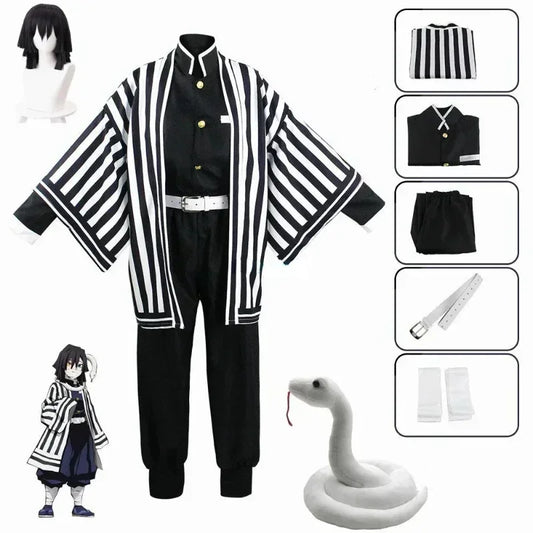 Anime Kimetsu no Yaiba – Iguro Obanai Kimono Uniform Cosplay Costume with Wig
