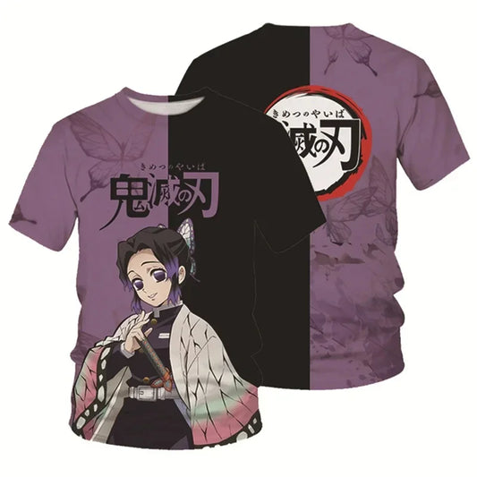 Kids Short Sleeve Sweatshirt – 3D Printed Demon Slayer Anime T-Shirt