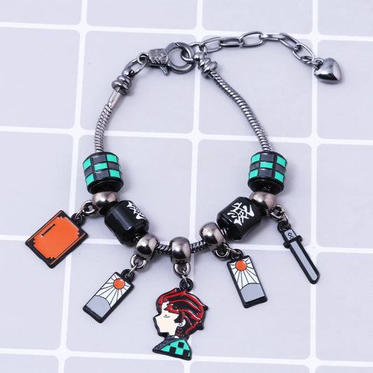 Anime Demon Slayer Charm Bracelets – Kamado Tanjirou Cosplay Jewelry & DIY Hand Chains