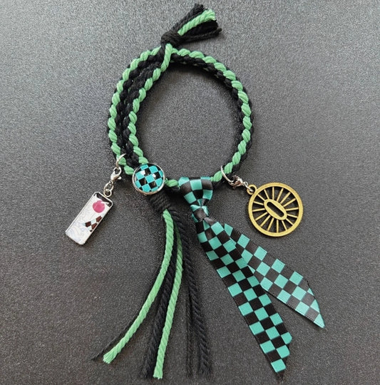 Handmade Kamado Tanjirou Chain Bracelet – Adjustable Demon Slayer Anime Accessory
