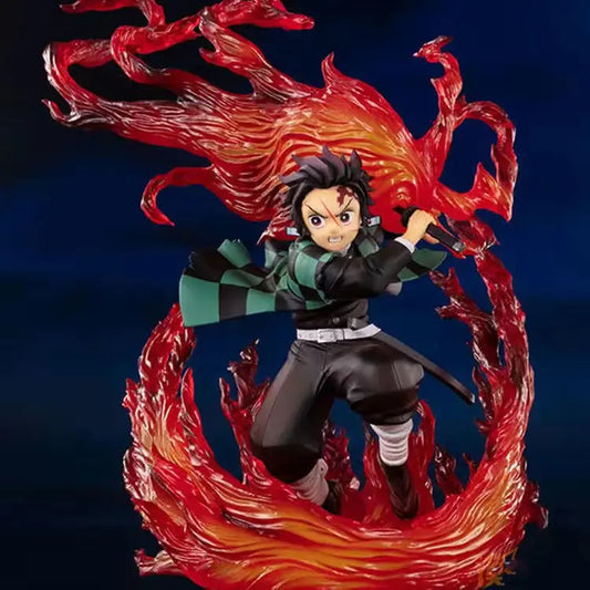 30cm GK Statue – Tanjirou Kamado PVC Action Figure with Fire Dragon LED Light