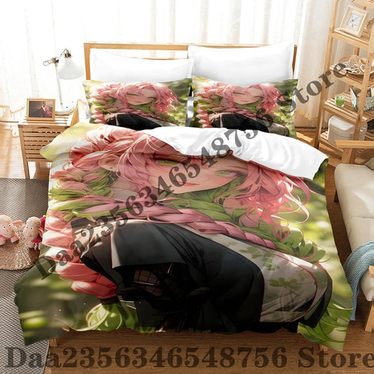 Mitsuri Kanroji Bedding Set – Single to King Size Anime Duvet Cover & Bed Sheets