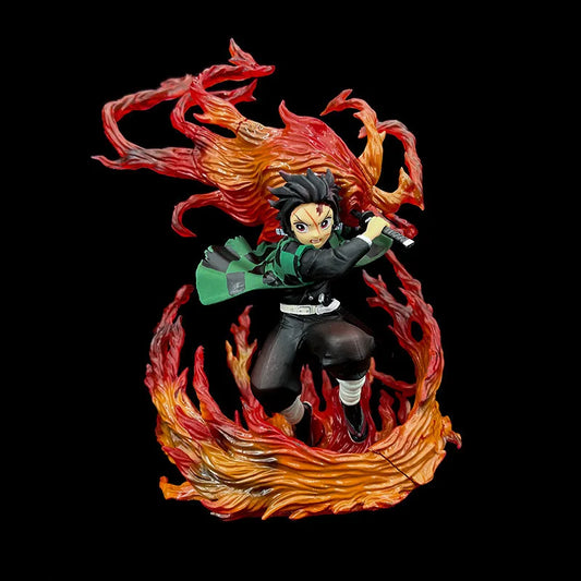 30cm Demon Slayer GK Statue – Tanjirou Kamado PVC Action Figure with LED Fire Dragon Light