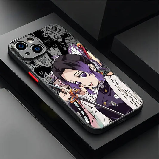 Demon Slayer Anime Phone Case – For iPhone 16, 15, 14, 13, 12, 11 Pro Max, XS Max, 7, 8 Plus | Shockproof Transparent Black Matte Cover