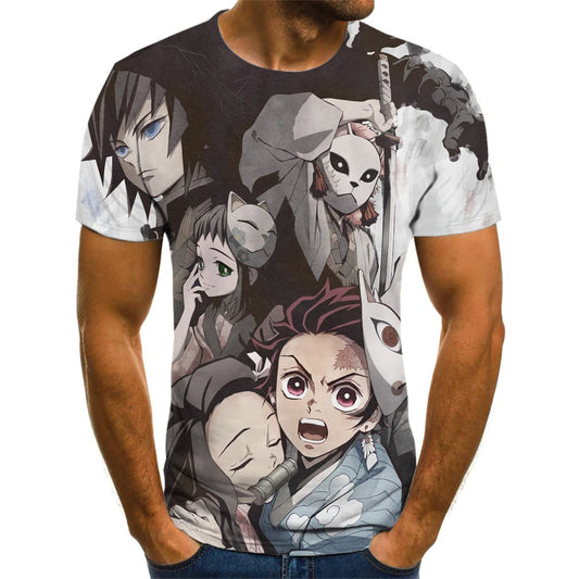 Demon Slayer 3D Print T-Shirt – Unisex Oversized Summer Harajuku Streetwear Tee
