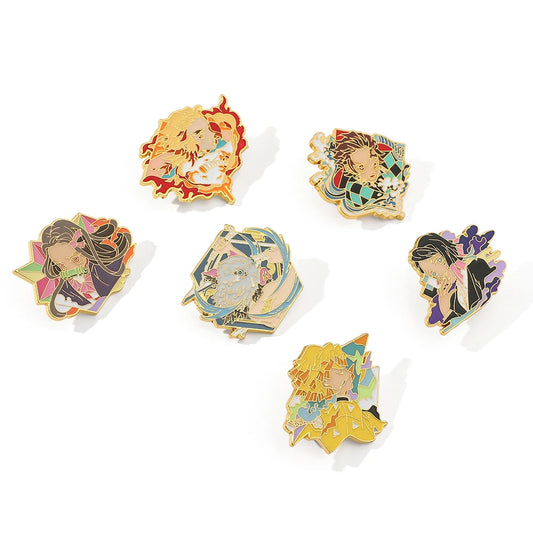 Japan Manga Demon Slayer Enamel Pins – Kimetsu No Yaiba Characters Zenitsu & Nezuko Brooches